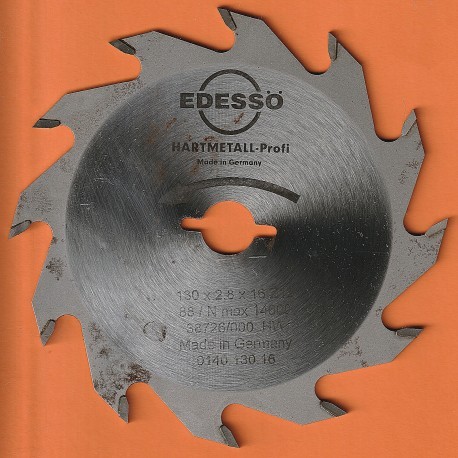EDESSÖ Hartmetallbestücktes Handkreissägeblatt Präzision Type F grob – Ø 130 mm, Bohrung 16 mm