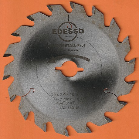 EDESSÖ Hartmetallbestücktes Handkreissägeblatt Präzision Type W mittel – Ø 130 mm, Bohrung 16 mm