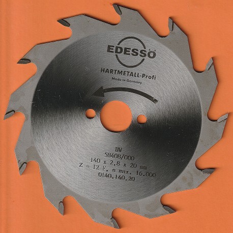 EDESSÖ Hartmetallbestücktes Handkreissägeblatt Präzision Type F grob – Ø 140 mm, Bohrung 20 mm
