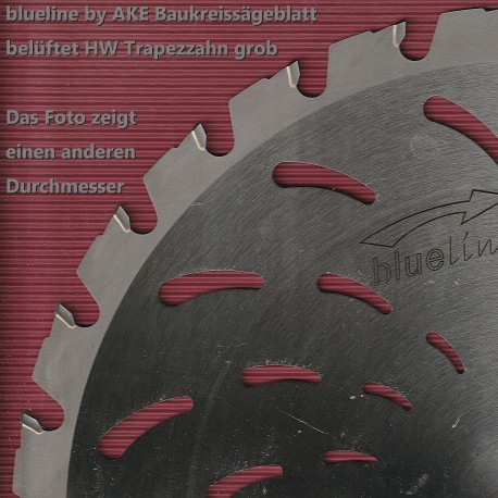 blueline by AKE Baukreissägeblatt mit belüftetem Grundkörper HW Trapezzahn grob – Ø 450 mm, Bohrung 30 mm