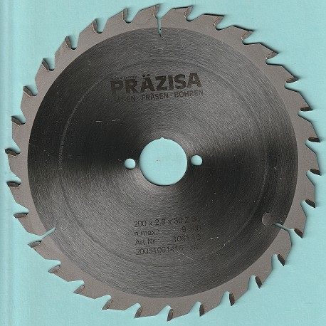 PRÄZISA Jännsch Hartmetall-Kreissägeblatt Type W Wechselzahn mittel – Ø 200 mm, Bohrung 30 mm