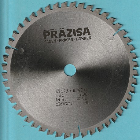PRÄZISA Jännsch HM-Kreissägeblatt  für Kapp- und Gehrungssägen Type WH Wechselzahn fein – Ø 205 mm, Bohrung 18 mm