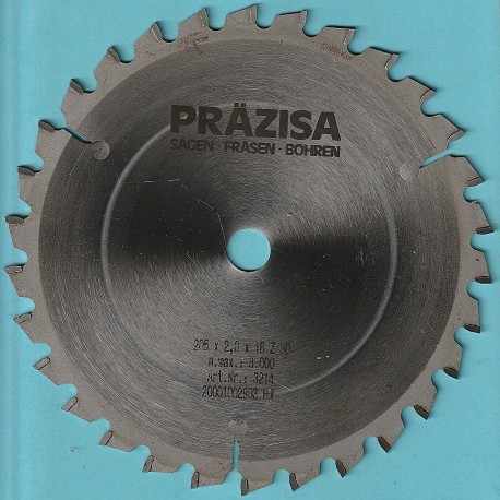 PRÄZISA Jännsch HM-Kreissägeblatt  für Kapp- und Gehrungssägen Type W Wechselzahn mittel – Ø 205 mm, Bohrung 18 mm