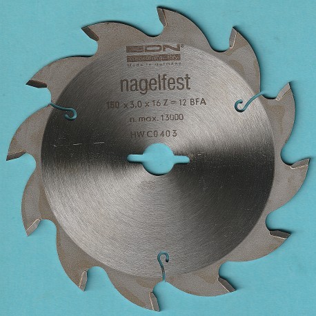 EDN Hartmetallbestücktes Baukreissägeblatt BFA blau ''nagelfest'' – Ø 150 mm, Bohrung 16 mm