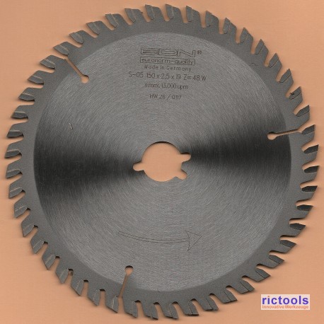 EDN Hartmetallbestücktes Kreissägeblatt Serie 05 gold Wechselzahn extra fein – Ø 150 mm, Bohrung 19 mm (3/4'')