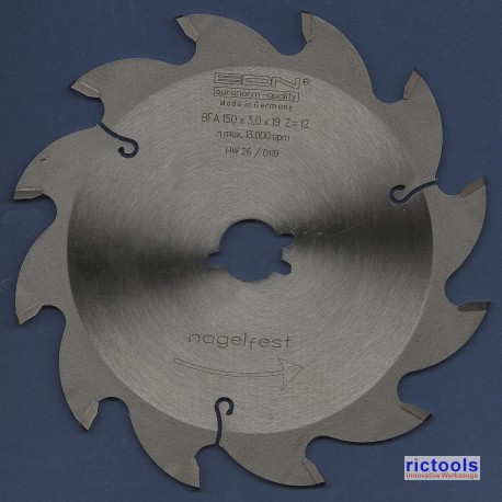 EDN Hartmetallbestücktes Baukreissägeblatt BFA blau ''nagelfest'' – Ø 150 mm, Bohrung 19 mm (3/4'')