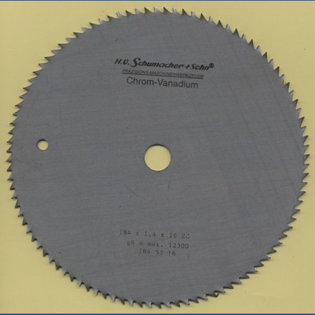 H.O. Schumacher+Sohn Kreissägeblatt Chrom-Vanadium C Feinstzahn – Ø 184 mm, Bohrung 16 mm