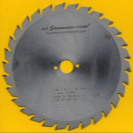 H.O. Schumacher+Sohn Hartmetallbestücktes Kreissägeblatt Standard Mittelzahn – Ø 190 mm, Bohrung 20 mm