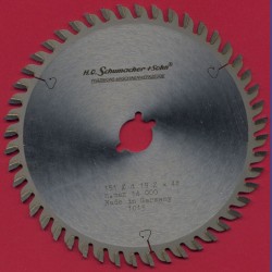H.O. Schumacher+Sohn Hartmetallbestücktes Präzisions-Kreissägeblatt Feinstzahn extra stark – Ø 151 mm, Bohrung 19 mm (3/4'')