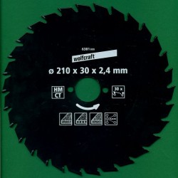 wolfcraft Serie grün Handkreissägeblatt HM Wechselzahn antihaftbeschichtet, Ø 130 mm, Bohrung 16 mm