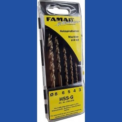 FAMAG Holzspiralbohrer HSS-G Premium Standard-Set – 5 Bohrer in Kunststoff-Kassette
