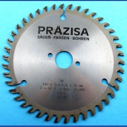 PRÄZISA Jännsch Hartmetall-Kreissägeblatt Type WH Wechselzahn fein – Ø 140 mm, Bohrung 20 mm