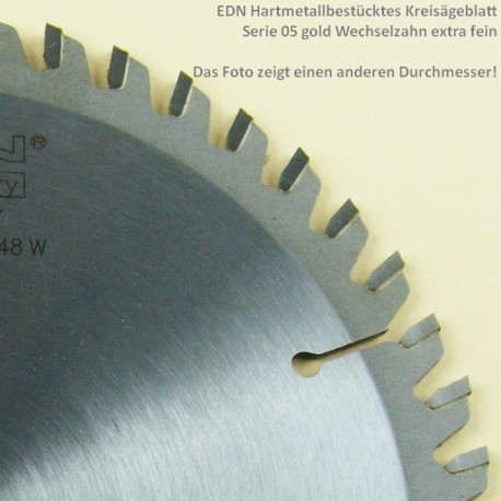 EDN Hartmetallbestücktes Kreissägeblatt Serie 05 gold Wechselzahn extra fein – Ø 190 mm, Bohrung 20 mm