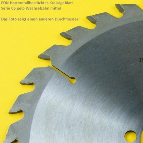 EDN Hartmetallbestücktes Kreissägeblatt Serie 05 gelb Wechselzahn mittel – Ø 160 mm, Bohrung 16 mm
