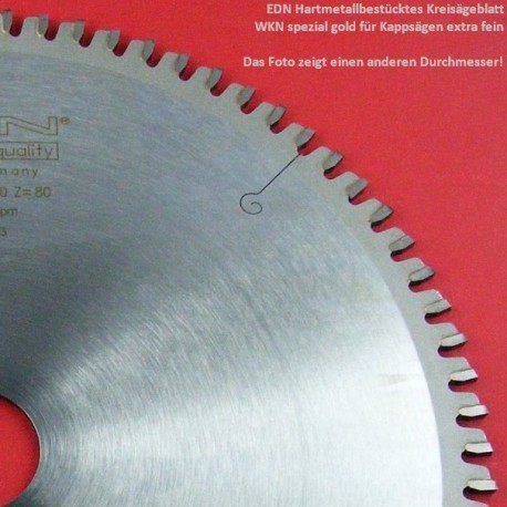 EDN Hartmetallbestücktes Kreissägeblatt WKN spezial für Kappsägen extra fein – Ø 305 mm, Bohrung 30 mm