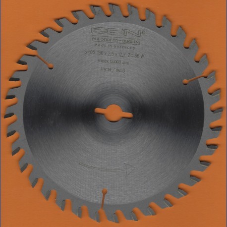 EDN Hartmetallbestücktes Kreissägeblatt Serie 05 orange Wechselzahn fein – Ø 156 mm, Bohrung 12,7 mm (1/2'')