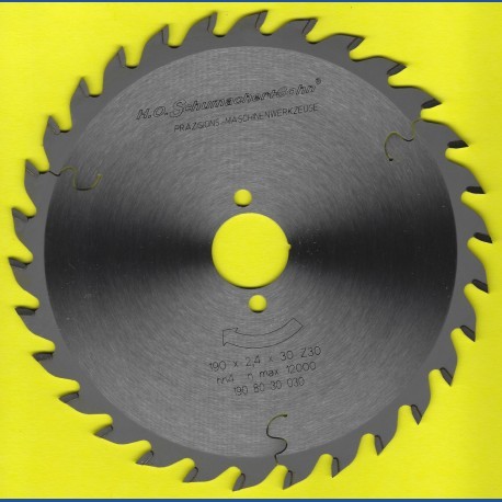 H.O. Schumacher+Sohn Hartmetallbestücktes Kreissägeblatt Standard Mittelzahn – Ø 190 mm, Bohrung 30 mm