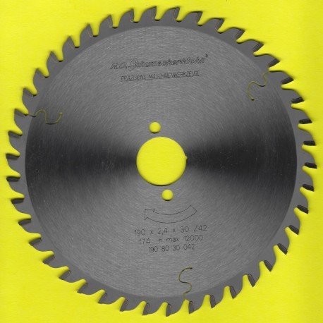 H.O. Schumacher+Sohn Hartmetallbestücktes Kreissägeblatt Standard Feinzahn – Ø 190 mm, Bohrung 30 mm