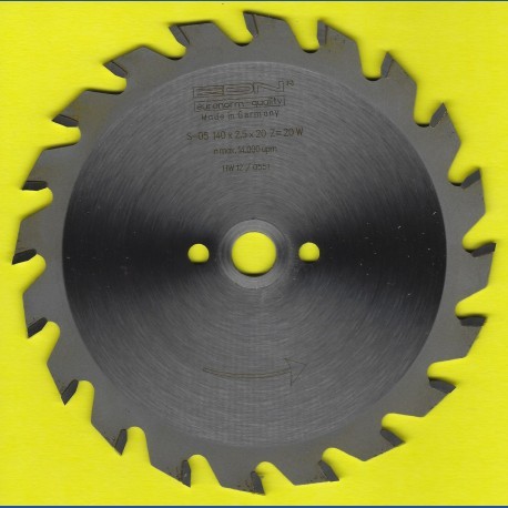 EDN Hartmetallbestücktes Kreissägeblatt Serie 05 gelb Wechselzahn mittel – Ø 140 mm, Bohrung 12,7 mm (1/2'')