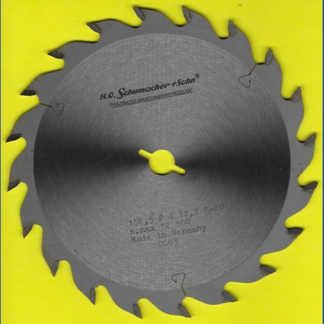 H.O. Schumacher+Sohn Hartmetallbestücktes Kreissägeblatt Standard Mittelzahn – Ø 156,5 mm, Bohrung 12,7 mm (1/2'')