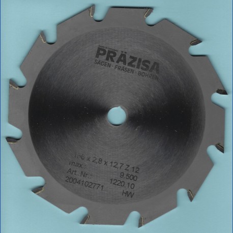 PRÄZISA Jännsch Hartmetall-Kreissägeblatt Type F Flachzahn grob – Ø 156 mm, Bohrung 12,7 mm (1/2'')