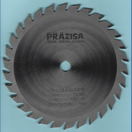 PRÄZISA Jännsch Hartmetall-Kreissägeblatt Type W Wechselzahn mittel – Ø 156 mm, Bohrung 12,7 mm (1/2'')