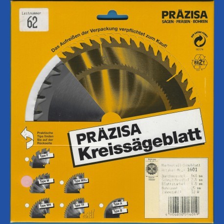 PRÄZISA Jännsch Hartmetall-Kreissägeblatt Type W Wechselzahn mittel – Ø 160 mm, Bohrung 25 mm