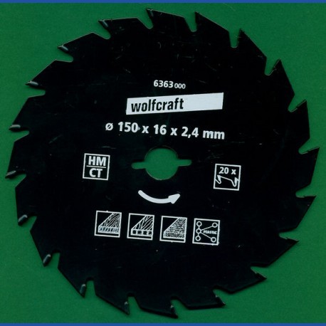 wolfcraft Serie grün Handkreissägeblatt HM Wechselzahn antihaftbeschichtet – Ø 150 mm, Bohrung 16 mm