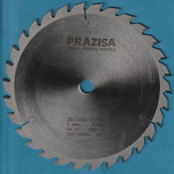 PRÄZISA Jännsch Hartmetall-Kreissägeblatt Type W Wechselzahn mittel – Ø 200 mm, Bohrung 16 mm