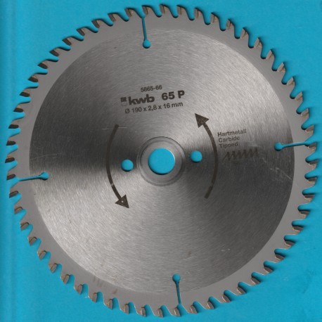 kwb Präzisionsblatt Typ P Hartmetall Vielzahn – Ø 190 mm, Bohrung 16 mm* 