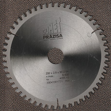 PRÄZISA Jännsch Hartmetall-Mehrzweck-Kreissägeblatt COMET, Type TF Trapez-Flachzahn negativ – Ø 200 mm, Bohrung 30 mm