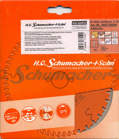 H.O. Schumacher+Sohn Hartmetallbestückte Kreissägeblatt AKKUfix